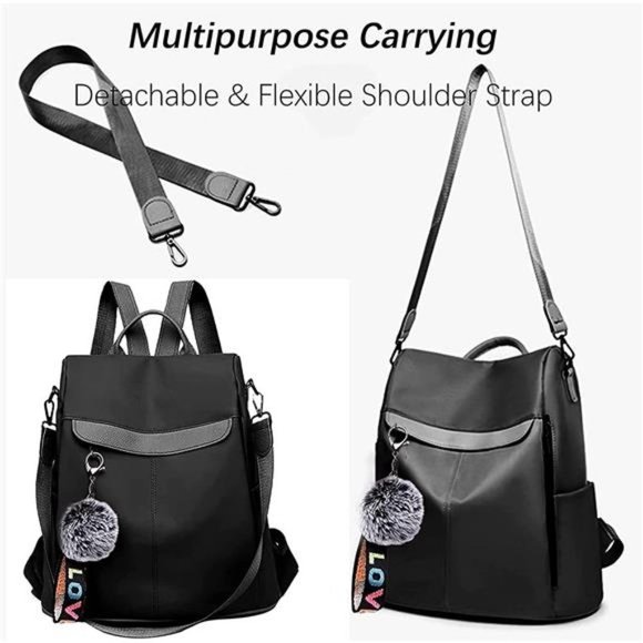 Backpack Purse for Women Waterproof Paint Black - Picture 2 of 6